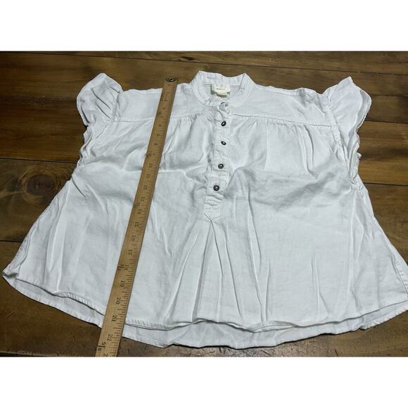 Maeve By Anthropologie Henley Linen Blend White Tunic Lagenlook Size XS - Picture 7 of 10